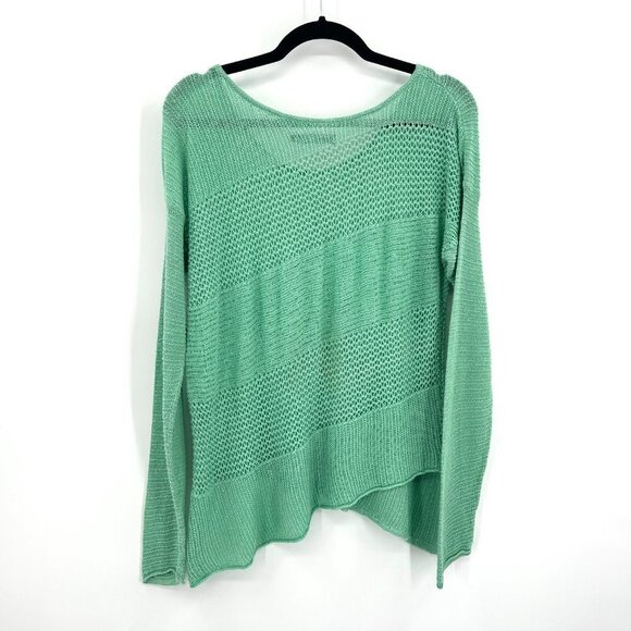 PRANA Mint Green Knit Asymmetrical Long Sleeve Boho Beachy Top Size Medium - Picture 3 of 7
